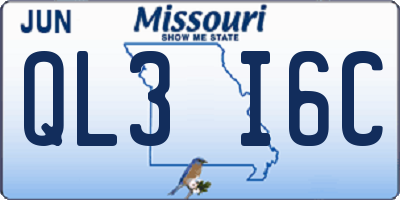 MO license plate QL3I6C
