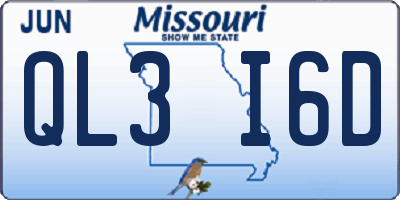 MO license plate QL3I6D