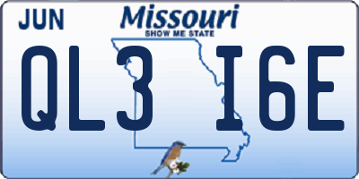 MO license plate QL3I6E