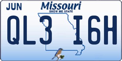 MO license plate QL3I6H