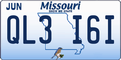 MO license plate QL3I6I