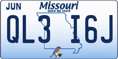MO license plate QL3I6J