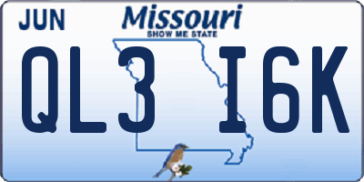 MO license plate QL3I6K