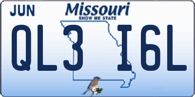 MO license plate QL3I6L
