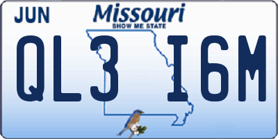 MO license plate QL3I6M