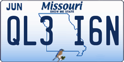 MO license plate QL3I6N