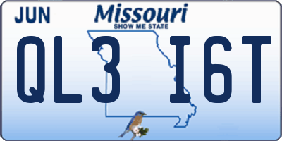 MO license plate QL3I6T