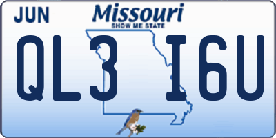 MO license plate QL3I6U