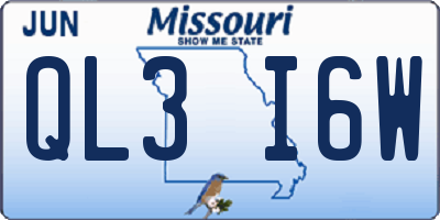 MO license plate QL3I6W