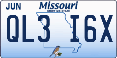 MO license plate QL3I6X