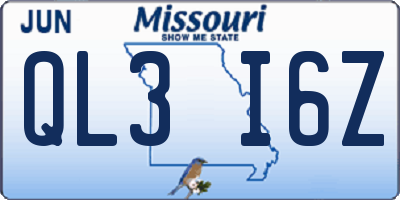 MO license plate QL3I6Z