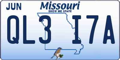 MO license plate QL3I7A