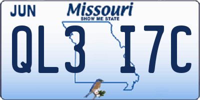 MO license plate QL3I7C