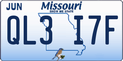 MO license plate QL3I7F