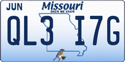 MO license plate QL3I7G