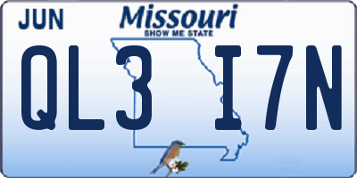 MO license plate QL3I7N
