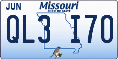 MO license plate QL3I7O