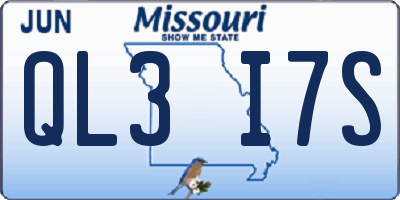 MO license plate QL3I7S