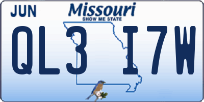 MO license plate QL3I7W