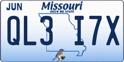 MO license plate QL3I7X