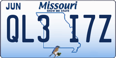 MO license plate QL3I7Z