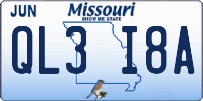 MO license plate QL3I8A