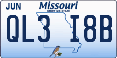 MO license plate QL3I8B