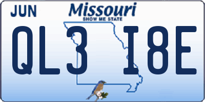 MO license plate QL3I8E