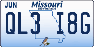 MO license plate QL3I8G