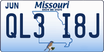 MO license plate QL3I8J