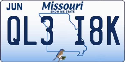 MO license plate QL3I8K
