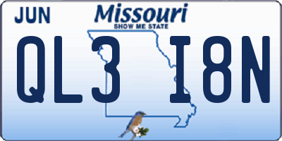 MO license plate QL3I8N