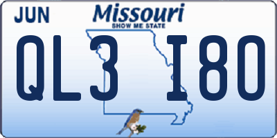 MO license plate QL3I8O