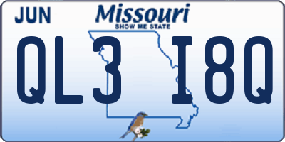 MO license plate QL3I8Q