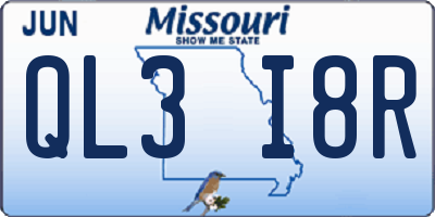MO license plate QL3I8R