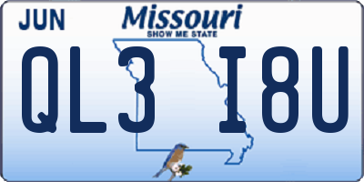 MO license plate QL3I8U