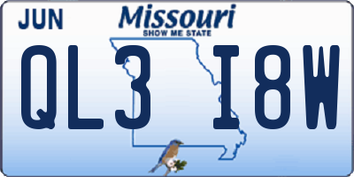 MO license plate QL3I8W