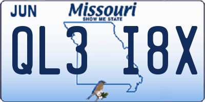 MO license plate QL3I8X