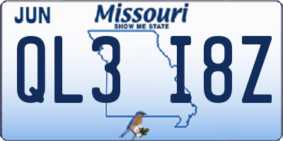 MO license plate QL3I8Z