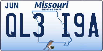 MO license plate QL3I9A
