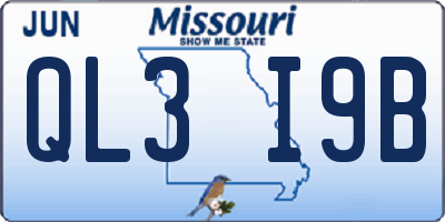 MO license plate QL3I9B