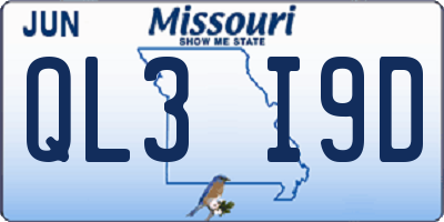 MO license plate QL3I9D