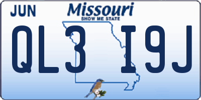 MO license plate QL3I9J