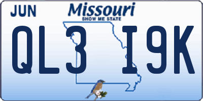 MO license plate QL3I9K