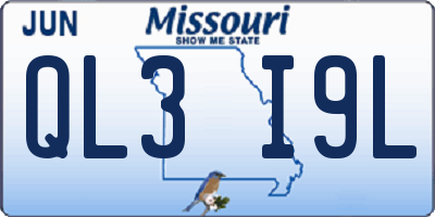 MO license plate QL3I9L
