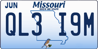 MO license plate QL3I9M