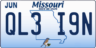 MO license plate QL3I9N
