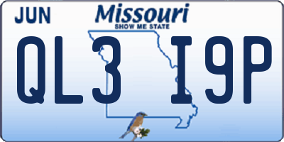 MO license plate QL3I9P