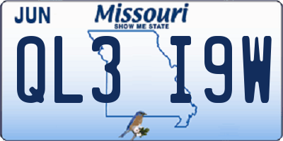 MO license plate QL3I9W