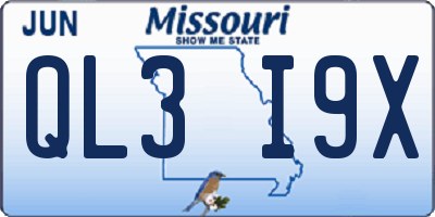 MO license plate QL3I9X